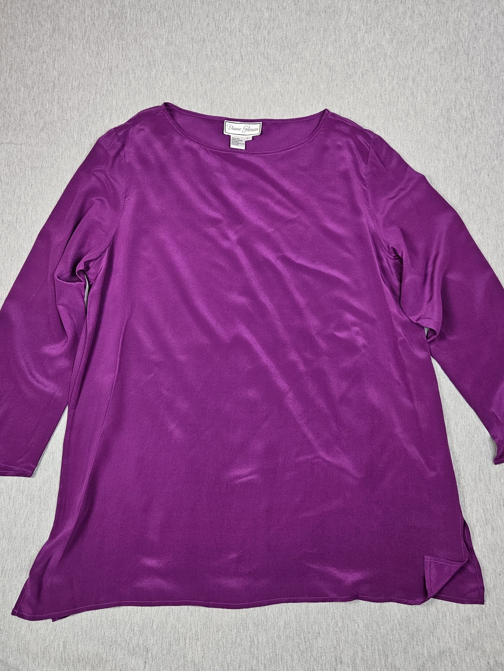 VTG 90s Diane Gilman 100% Silk Tunic Blouse L NWT Purple - Picture 4 of 8